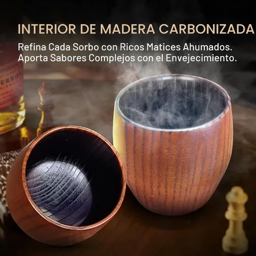 Vista 4 de Vaso de whisky de madera carbonizada, regalos de bourbon para hombres, vaso de whisky de madera carbonizada de 10 onzas Regalos de whisky