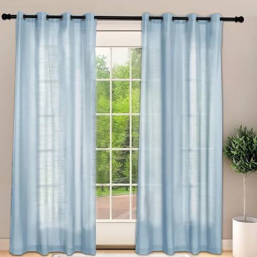 Vista 35 de Frelement Cortinas opacas extralargas de 108 pulgadas de largo, para sala de estar, cortinas de lino con bloqueo de luz, cortinas con aislamiento
