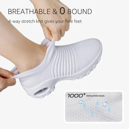 Vista 3 de STQ - Tenis para caminar, sin cordones, de malla, transpirables, cómodos, de estilo moderno con plataforma, para mujer