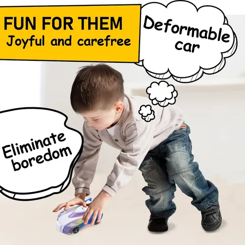 Vista 5 de Juguete transformador definitivo de coche de unicornio – Colisión con unicornios mágicos! 2 piezas de coche transformador robot para niños Azul