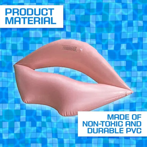 Vista 3 de Flotador gigante para piscina de labios de natación – 43.3 x 31.5 pulgadas, flotador gigante de labios rosados, tumbona de agua para adultos, gran