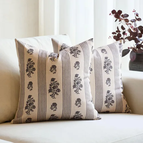 Vista 13 de Amor Virisso Fundas de almohada florales para sofá 18x18 Juego de 2 Fundas de almohada con estampado en bloque Fundas de almohada decorativas