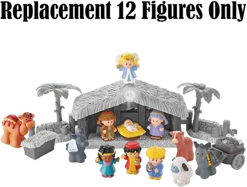 Vista 4 de Piezas de repuesto para Fisher Price Little People Christmas Story - J2404 ~ figuras de camello, burros, ovejas, sabios, María, José, ángel, bebé