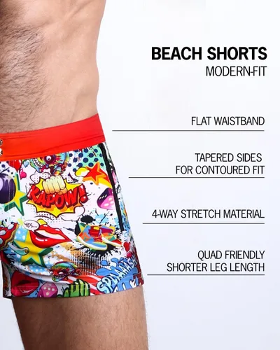 Vista 26 de Bang Men's Swimwear - Beach Shorts - Stretchy Quick-Dry All-Use Premium Swimsuit Trunk Square Cut