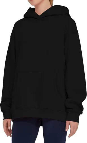 Vista 2 de THE GYM PEOPLE Sudadera con capucha de gran tamaño para mujer, ajuste holgado, forro polar suave, con bolsillos