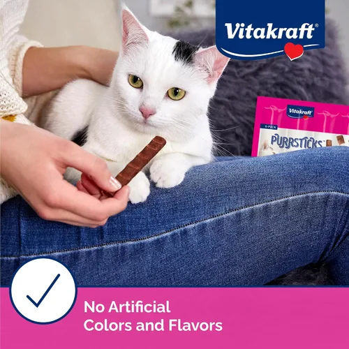 Vista 5 de Vitakraft PurrSticks - Golosinas suaves nutritivas y saludables para gatos, palitos de carne asada al horno suavemente para gatos con 70% de carne