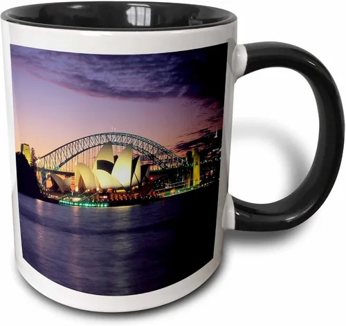 Vista 9 de 3dRose mug_66291_6 "Sydney, Australia purple and pink sunset" - Taza de dos tonos, 11 onzas, multicolor 2-Blanco