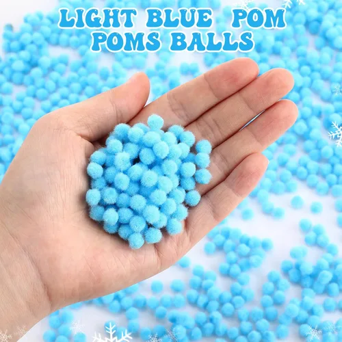 Vista 4 de Shappy 2000 mini pompones de Navidad de 0.236 pulgadas para hacer manualidades, disfraz de Navidad, bolas de pompones pequeños, suministros de Azul