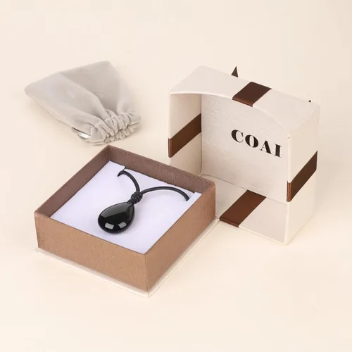 Vista 7 de COAI Collar de cristal de lágrima ajustable con cordón de cuero