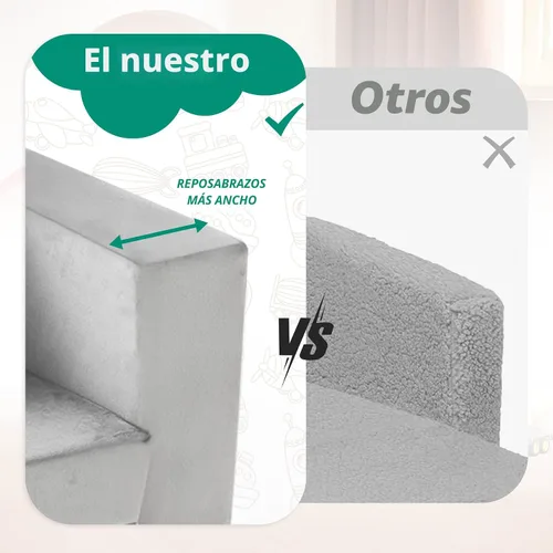 Vista 4 de Silla de sofá para niños pequeños, sofá plegable para niños, cómodo gris