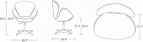 Vista 3 de Manhattan Comfort Raspberry - Silla giratoria ajustable con giro de 360°, base de cromo pulido, diseño retro moderno, asiento versátil ideal