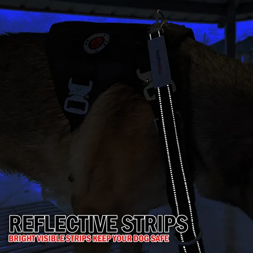 Vista 5 de PetsProMax - Correa táctica para perro, correa elástica resistente con clip de metal para cinturón de seguridad de automóvil y hebilla de rana