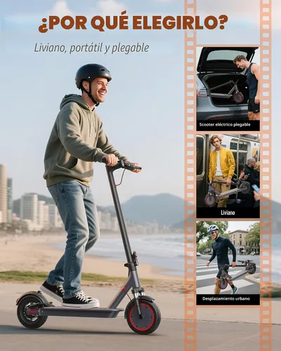 Vista 8 de Electric Scooter with Dual Suspensions, 500/350W Motor, Top 22/19 MPH Speed & 22/15 Miles Long Range, 10/8.5" Solid Tire, Folding E-Scooter with