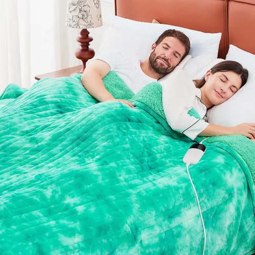 Vista 8 de greenoak Manta eléctrica con calefacción, manta térmica de piel sintética Sherpa para sofá cama, regalos cálidos de invierno para mujeres/ella
