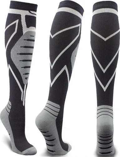 Vista 8 de Calcetines de compresión para hombres y mujeres de 20-30 mmHg hasta la rodilla - Mejor soporte para uso médico, atlético, deportivo, viajes