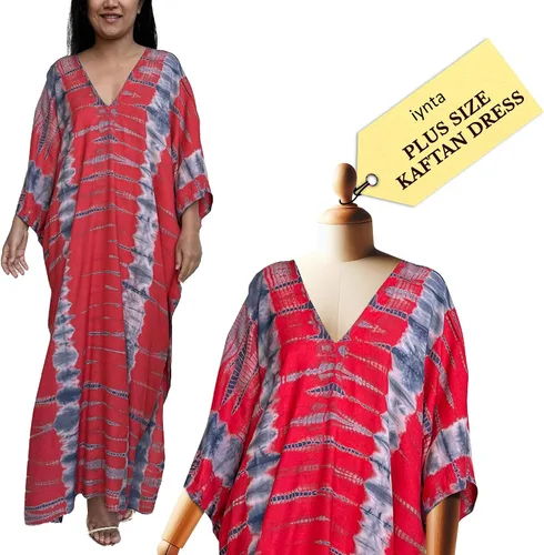 Vista 8 de Vestidos caftán hechos a mano en talla grande para mujer, vestido de gran tamaño teñido anudado, salida de baño para vacaciones y salidas nocturnas