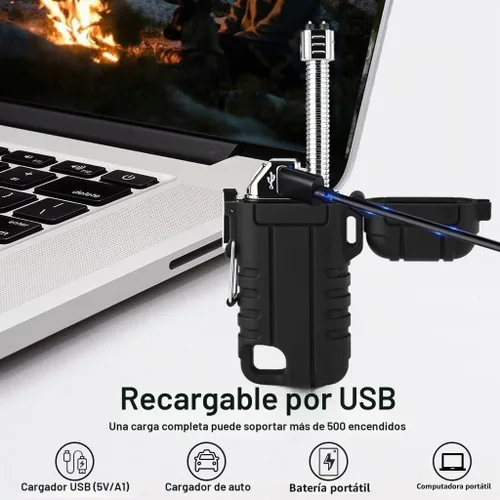 Vista 5 de SUPRUS Encendedor impermeable a prueba de viento Encendedor de arco Encendedor de plasma Encendedores recargables USB-C con cuello expandible y Negro