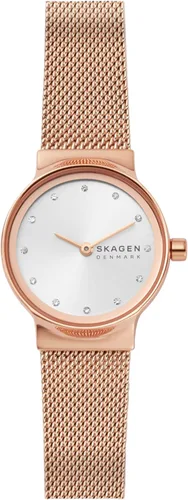 Vista 9 de Skagen Freja Reloj de cuarzo con correa de malla de acero inoxidable para mujer Cuero negro/Plateado