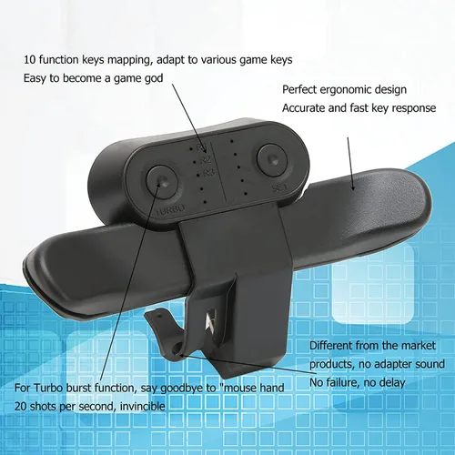 Vista 4 de Diyeeni Paddles for PS4 Controller, 10 Key Back Button Attachment, Controller Paddles for PS4, Plug and Play, Support for Turbo Burst, Programmable