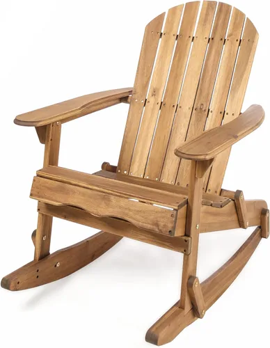 Vista 11 de Christopher Knight Home Vayne - Silla de madera de acacia para exteriores, mecedora Adirondack de listones Adirondack, asiento adicional