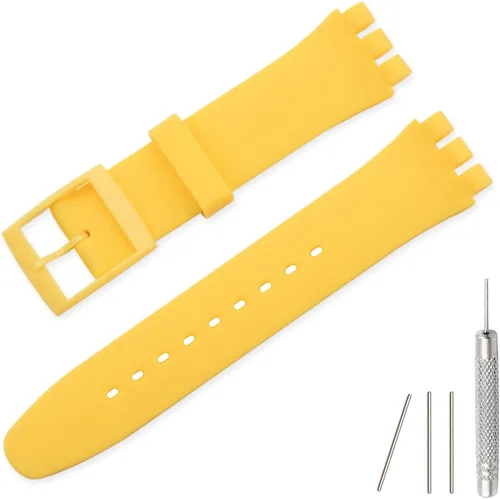 Vista 25 de Lijinlan Correa de silicona de repuesto para Swatch de 0.669 in, 0.748 in, 0.787 in, correa de reloj impermeable para Swatch Negro