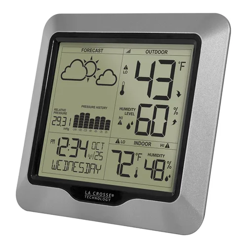 Vista 4 de La Crosse Technology Estación meteorológica inalámbrica avanzada: iconos dinámicos, presión barométrica, tiempo atómico, medidor