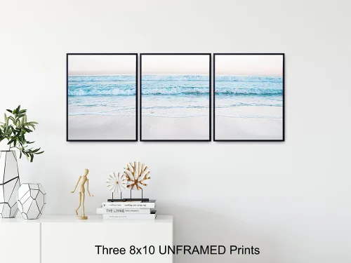 Vista 4 de Juego de impresiones artísticas de pared de olas del océano, fotos contemporáneas de decoración del hogar de 8 x 10 pulgadas para dormitorio, baño