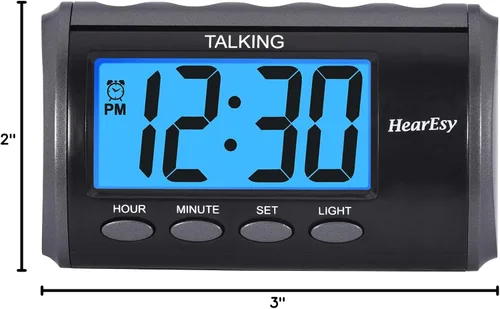 Vista 7 de Reloj despertador parlante para discapacitados visuales – Reloj de escritorio de números grandes – Reloj de día para personas mayores – Reloj