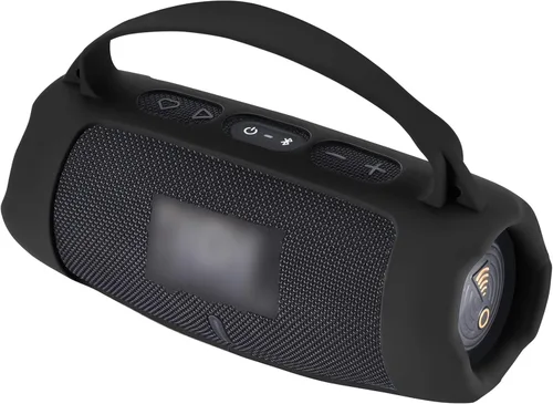 Vista 3 de Funda de silicona para altavoz Bluetooth portátil JBL Charge 5 Wi-Fi/Charge 5, funda protectora con asa y correa para el hombro, accesorios