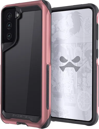 Vista 2 de Ghostek ATOMIC - Funda delgada para Galaxy S21 con parachoques de metal de aluminio y diseño trasero transparente, protección resistente que absorbe