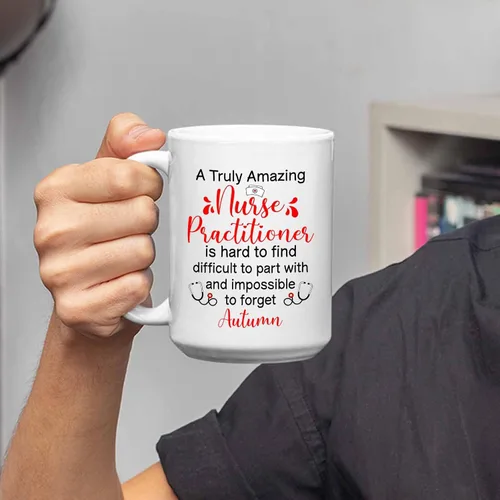Vista 3 de Taza de enfermera practicante con nombre personalizado, regalo NP, taza de café para estudiante de enfermería, regalo médico personalizado