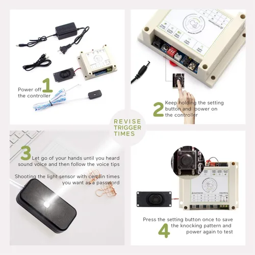 Vista 4 de Accesorios para sala de escape con rompecabezas de audio, linterna brillante para desbloquear y abrir cerraduras electromagnéticas de 12 V