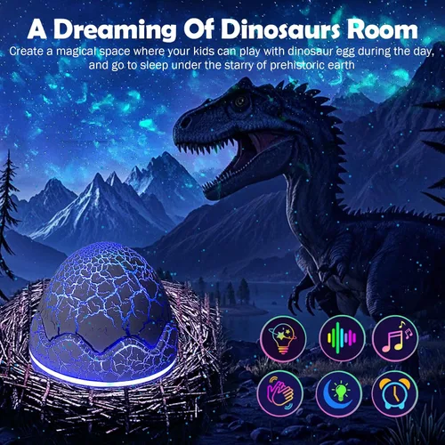 Vista 2 de XQBX Proyector de galaxia de huevo de dinosaurio un proyector Aurora con altavoz Bluetooth y ruido blanco, regalo de San Valentín para ella/él
