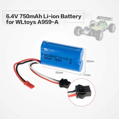 Vista 4 de GoolRC 6.4V 750mAh Li-ion Batería Recargable para WLtoys A959-A A979-A RC Car