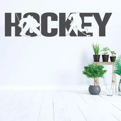 Vista 6 de Hockey Wall Decal With Players Silhouette - Vinyl Decoration for Boys Bedroom, Playroom or Man Cave