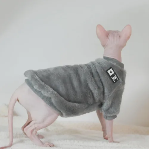 Vista 6 de Sphynx - Ropa para gatos de terciopelo de doble cara, suave y cálida, sin pelo, ropa para gatos para Cornish Rex, Devon Rex, Peterbald, Knnis, Abbey