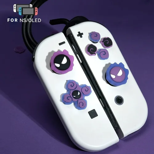 Vista 2 de Jusy Cross D-Pad - Juego de tapas de botón para pulgar, compatible con Nintendo SwitchOLED, Cool Luminous 3D Soft Silicone ABXY Botones Adhesivos