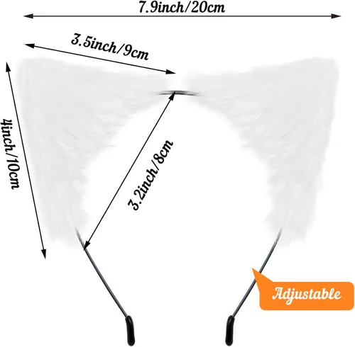 Vista 3 de HONGTEYA Cat Wolf Fox Dog Ears Headband Handmade Halloween Costume Cosplay Animal Furry Ears Goth Accessories for Women
