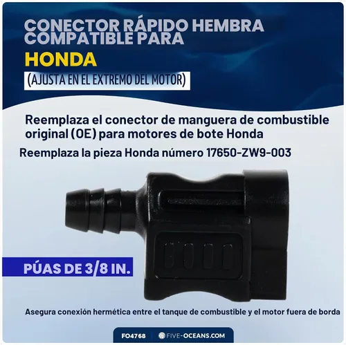 Vista 3 de Five Oceans Conector rápido de línea de combustible hembra de púas de 3/8 pulgadas para Honda, conector de combustible fuera de borda - FO4768