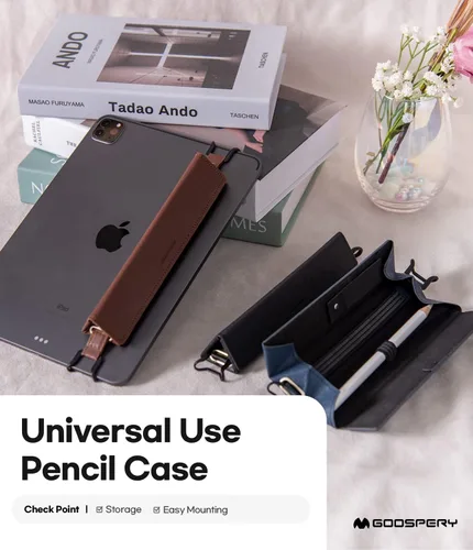Vista 2 de Goospery [Soporte + soporte] Funda para Apple Pencil de 1ª y 2ª generación con cierre magnético, funda de piel elástica compatible con iPad Pro 12.9