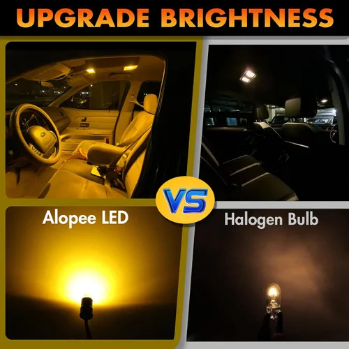 Vista 5 de Alopee Paquete de 30 bombillas LED 194 ámbar acrílico T10 bombilla LED ámbar DC 12V luces interiores de coche para 194 168 T10 2825 W5W marcador