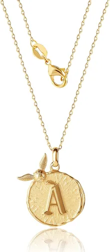 Vista 5 de HARRY POTTER Wizarding World - Collar con colgante de inicial de Snitch dorada, chapado en flash, 18 pulgadas, letra a elegir