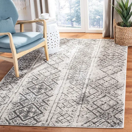 Vista 26 de SAFAVIEH Alfombra de área 8x10 - Colección Adirondack - Grande - Negro y plateado, diseño marroquí bohemio, no suelta pelusa y fácil de limpiar