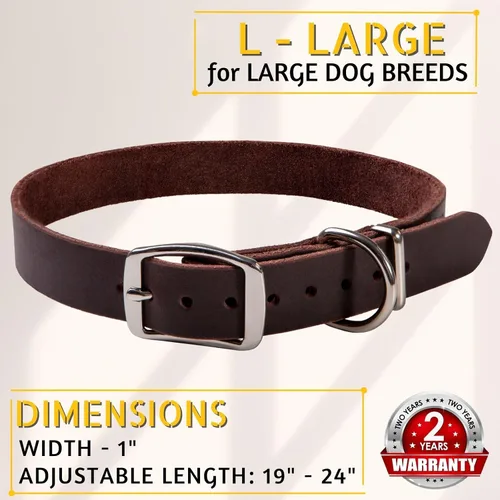 Vista 2 de Collar de cuero para perros grandes con correa de cuero de doble asa de 6 pies x 3/4 pulgadas