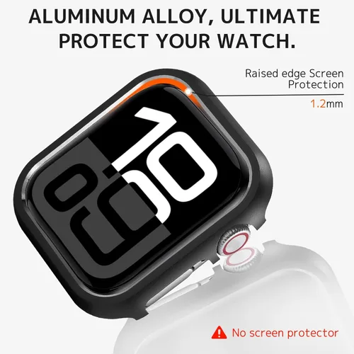 Vista 4 de NINKI Funda protectora delgada de aluminio para Apple Watch 11 de 1.654 in 2025 y serie 10 de 1.654 in 2024, [sin protector de pantalla] Funda Negro