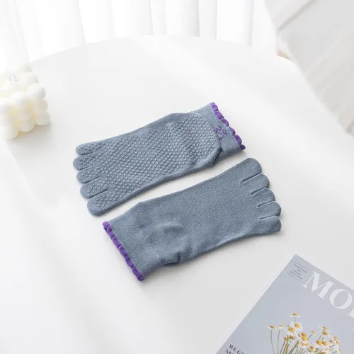 Vista 59 de Calcetines de yoga con dedos de pilates con empuñaduras para mujer, antideslizantes, acolchados, florales, calcetines tobilleros para baile de ballet
