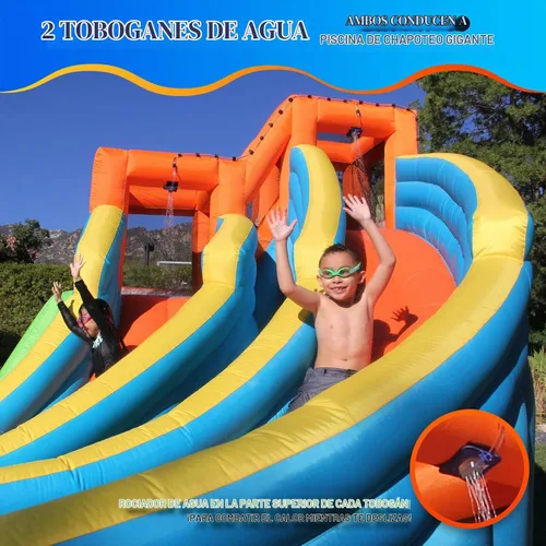 Vista 3 de Mi primer tobogán inflable de agua Sportspower, picos gemelos