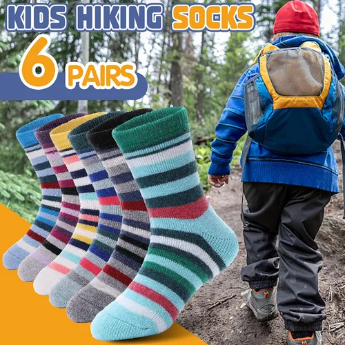 Vista 79 de ANTSANG Calcetines de Lana, Calcetines Térmicos Cálidos y Gruesos Tipo Crew Boot para Niños Pequeños, Niños y Niñas, 6 Pares