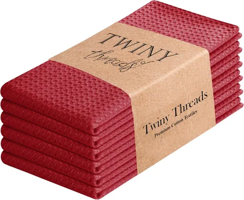Vista 72 de TWINY threads Juego de toallas de cocina con diseño de diamante, 100% algodón, trapos grandes y trapos de lavado, absorbentes de secado rápido