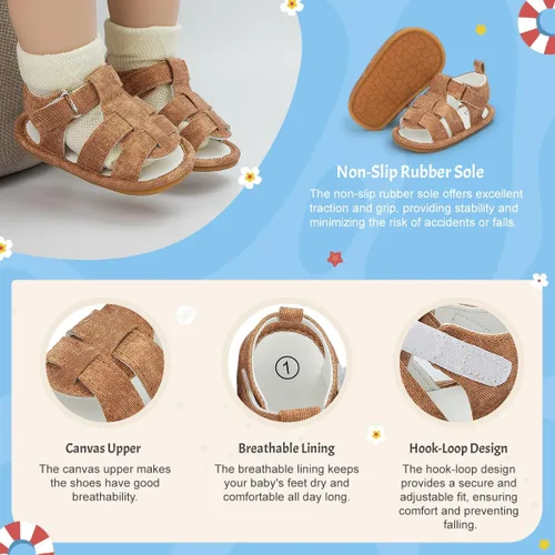 Vista 3 de KIDSUN Sandalias para bebés y niñas, zapatos de playa de verano para bebés, suela de goma antideslizante, zapatos de cuna para primeros pasos